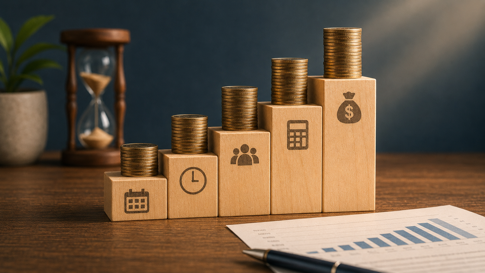 FERS pension building blocks representing high-3 salary, service years, and multiplier